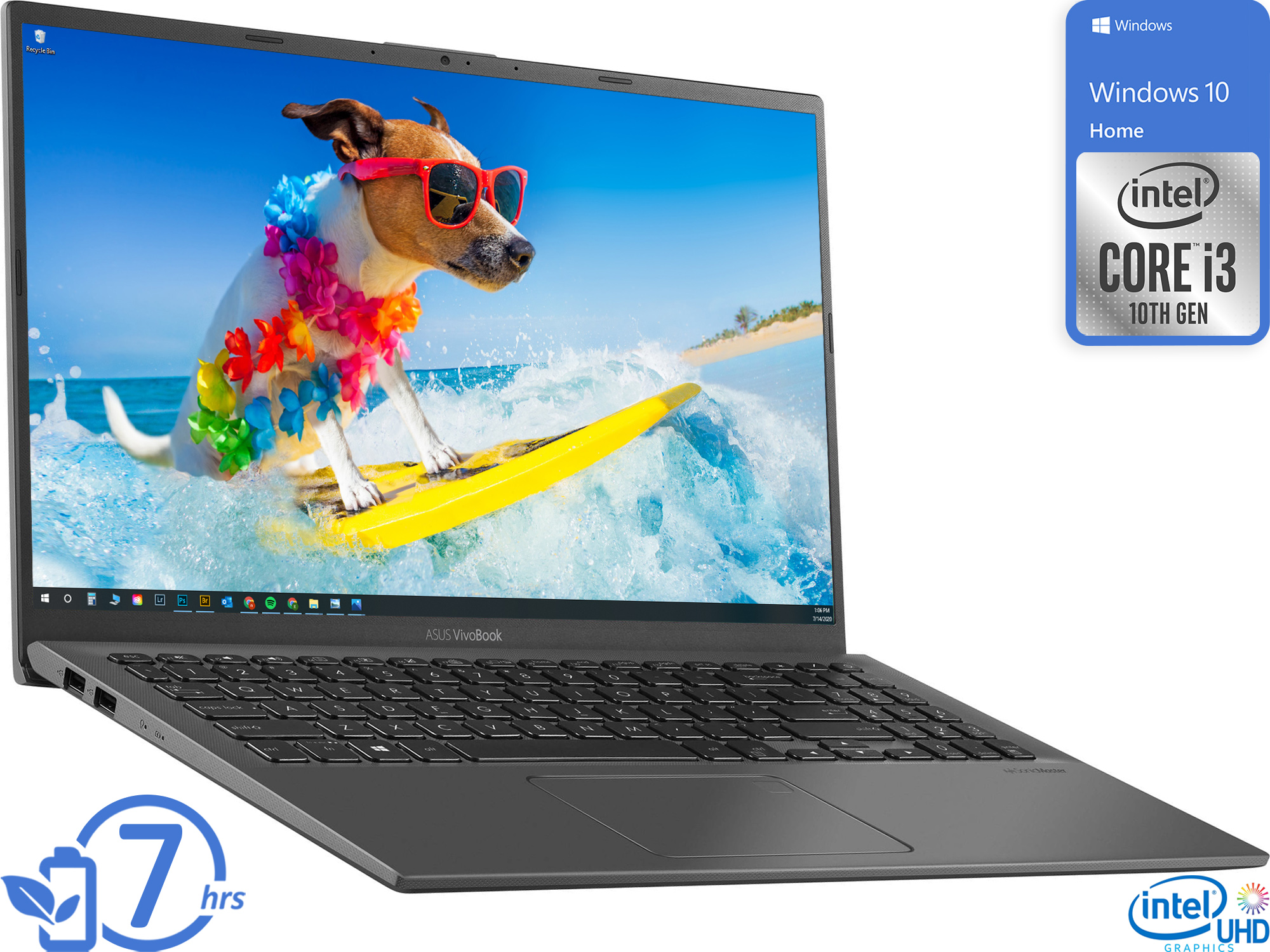 2021 Flagship ASUS VivoBook 15 Thin and Light Laptop I 15.6" FHD Touchscreen Display I 10th Gen Intel Core i3-1005G1 I 4GB RAM 128GB SSD Fingerprint Wifi5 Win 10 - image 2 of 7
