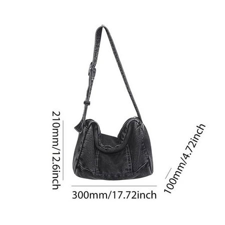Zhengup Fashion Denim Shoulder Bag Retro Jean Crossbody Bag Trendy Messenger Pouch Korean College Tote Purse School Satchel Laptop Bolsa