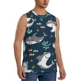 thumbnail image 2 of JUNZAN Friendly Smiling Sharks Men's Sleeveless T Shirts,Sleeveless Muscle Shirts,Sizes S-3XL, 2 of 8