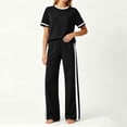 thumbnail image 5 of Oksale Pants Sets Women 2 Piece Outfits Petite Cozy Loose Short Sleeve Tops Stretch High Waisted Straight Leg Pants with Pockets Black XL, 5 of 7