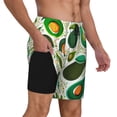 thumbnail image 2 of Sigee Green Avocado Print Mens Swim Trunks with Compression Liner Quick Dry Swim Stretch Beach Shorts with Pockets,S-3XL, 2 of 7