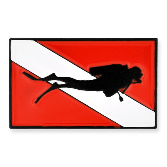 PinMart's Scuba Diver Red and White Diving Flag Enamel Lapel Pin