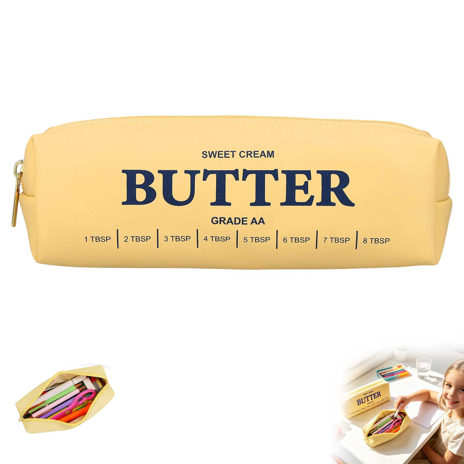 Butter-Shaped Pencil Pouch, Large Capacity Pouch For Pens, Soft Stationery Organizer for Teens