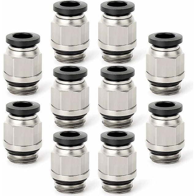 10 piezas macho recto tubo de 6mm OD x 1/8 "BSP conector rápido de rosca con juntas (PC6-01)