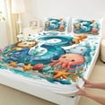 thumbnail image 3 of Castle Fairy Personalized Number 4-Piece Full Size Sheets,Lion Seahorse Octopus Bed Sheets,Ocean Animal Lightweight Sheet Sets,Lightweight Marine Room Decor, 3 of 7