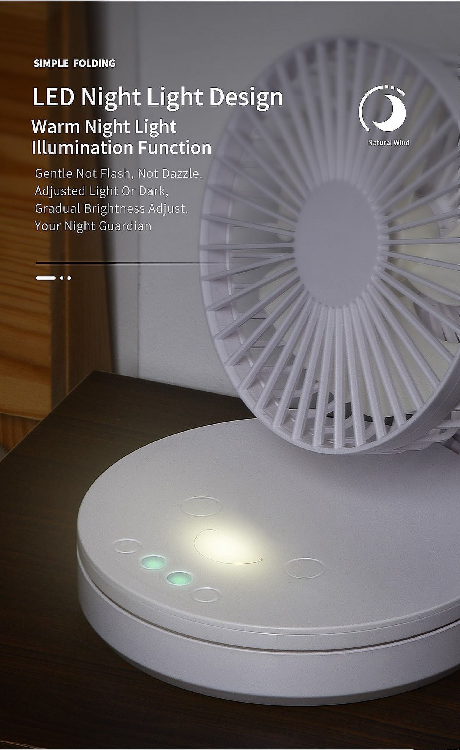 B 6 Inch Auto Oscillating Left Right Folding Small Fan Wall Mounted Ceiling Fan Night Light Camping Kitchen Mini Cold Table Fan Rechargeable 6In