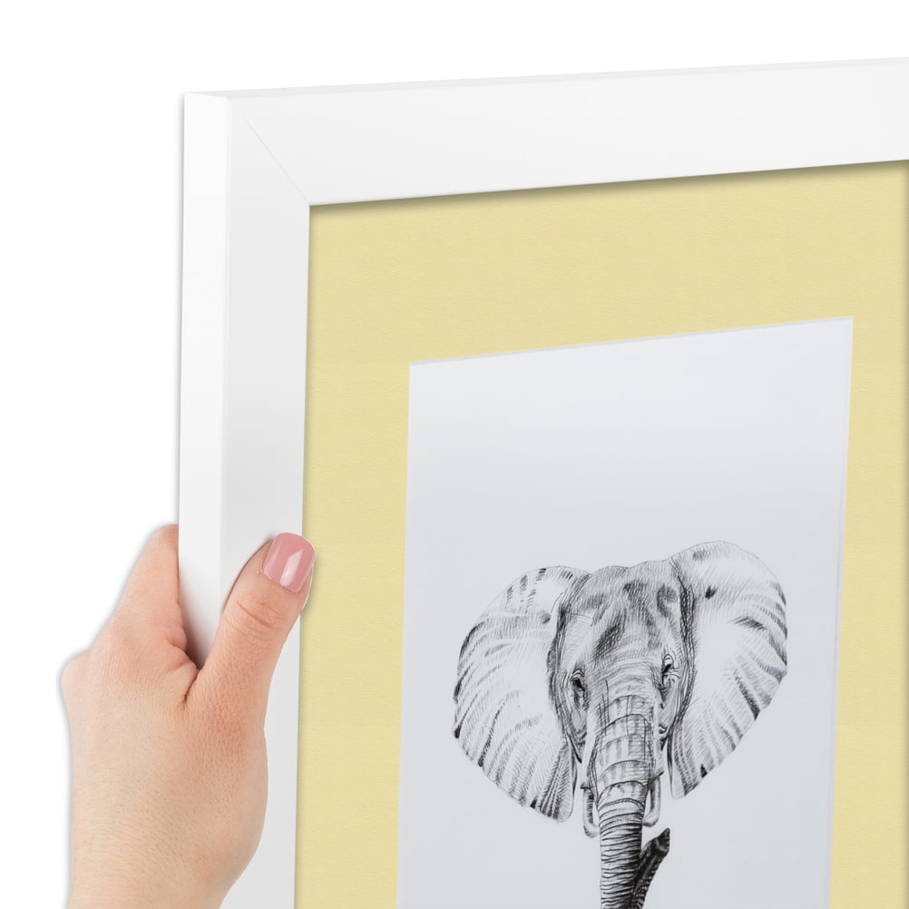 ArtToFrames 22x28 Matted Picture Frame with 18x24 Single Mat Photo Opening Framed in 1.25 Satin White Frame and 2 Buttercup Mat (FWM-3966-22x28)