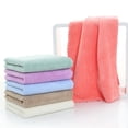 thumbnail image 3 of Farfi 35x75cm Face Towel Soft Comfortable Breathable Lace Decor Strong Water Absorption Wiping Solid Color Bathroom Coral Fleece Bath Shower Towel for Beauty Salon (Purple), 3 of 13