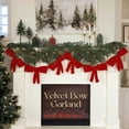 thumbnail image 7 of 6 Ft Red Velvet Bow Garland for Fireplace Mantel, Doorframe & Stair Railing, Festive Holiday Decoration Garland for Christmas & New Year Home Décor, 7 of 7