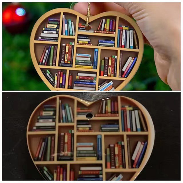 Colgante De Estantería Colgante de etiqueta de librería en forma de corazón, ornamento de bibliotecario de fiesta para el bolso del coche del hogar Likrtyny Libre de BPA