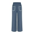 thumbnail image 5 of XFLWAM Womens Barrel Sweatpants Baggy Wide Leg Fall Palazzo Pants Casual Loose Drawstring High Waisted Lounge Trousers with Pockets Dark Blue S, 5 of 8