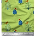 thumbnail image 1 of Soimoi Moss Georgette Fabric Bird & Tree Block Fabric Prints by Yard 42 Inch Wide, 1 of 1