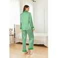 thumbnail image 2 of Ekouaer Silk Pajamas for Women Long Sleeve Satin Pajama Set Striped Leopard Print Pj Sets Button Down Loungewear Sleepwear, 2 of 5