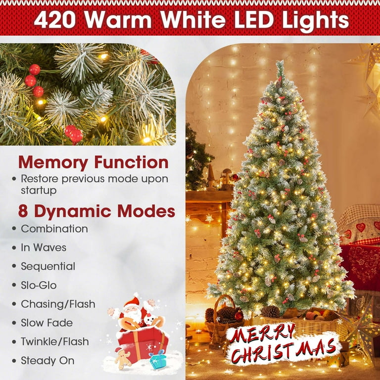 Costway 6.5 FT Artificial Christmas Tree with 420 Warm LED