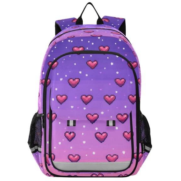 FORMRS Unisex School Backpack 17" Student Travel Bag with Laptop Compartment, Pixel Love