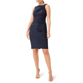 Betsy & Adam Womens Chiffon Metallic Shift Dress