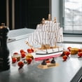 thumbnail image 2 of Wooden Sailboat Ornament Mediterranean Style Sailboat Model Wooden Craft Home Table Decoration (Random Color and Letters), 2 of 6