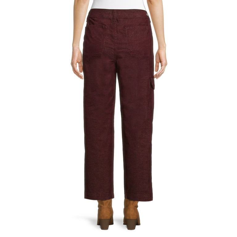 Time and Tru Women's Corduroy Straight Utility Pants, Inseam 27