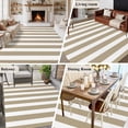 thumbnail image 5 of Beige Striped Area Rug 5x8 FT, Non Slip Bedroom Throw Carpet, Modern Farmhouse Beige White Stripes Washable Soft Floor Carpet Non-Shedding Rug for Living Room Nursery Dorm Office, 5 of 9