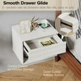 thumbnail image 4 of Hommoo Set of 2 Nightstand, Carved Surface Wall-Mounted Bedside Table Set with Drawer & Open Shelf, 3-Section Slides, White, 4 of 9