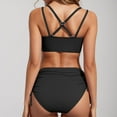 thumbnail image 5 of adviicd Womens High Waisted Bikini Sets Modest Tummy Control Swimsuits Cutout Crisscross Ruched Two Piece Bathing Suit (Black,S), 5 of 7