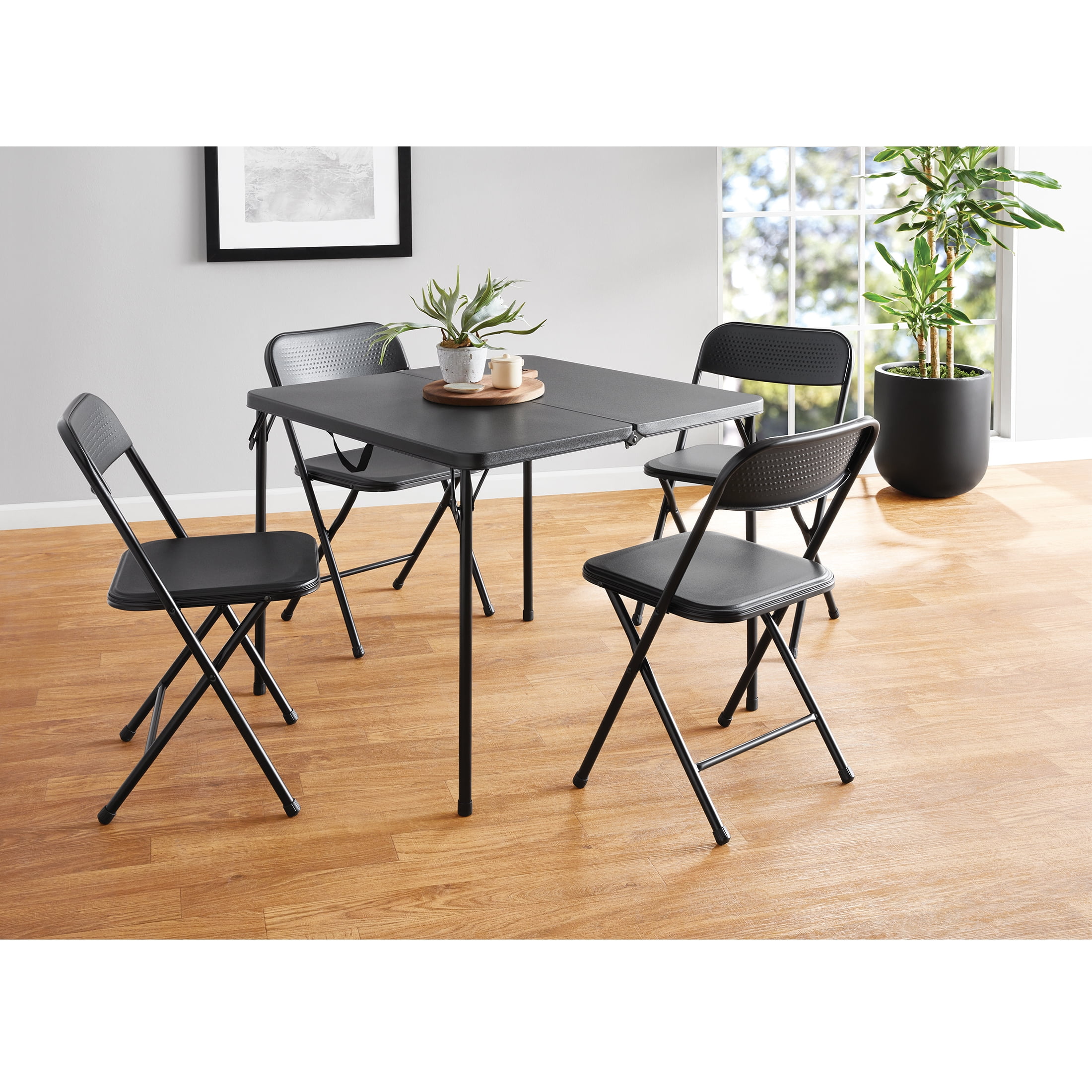 Mainstays 4 Pack Resin Folding Chair, Black