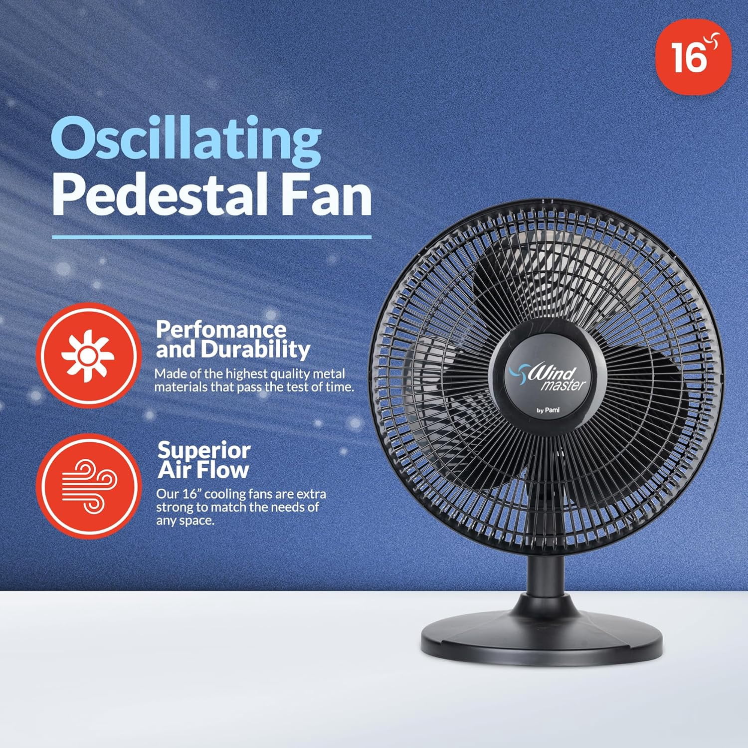 PAMI 16" Oscillating Desk Fan, Portable Table
