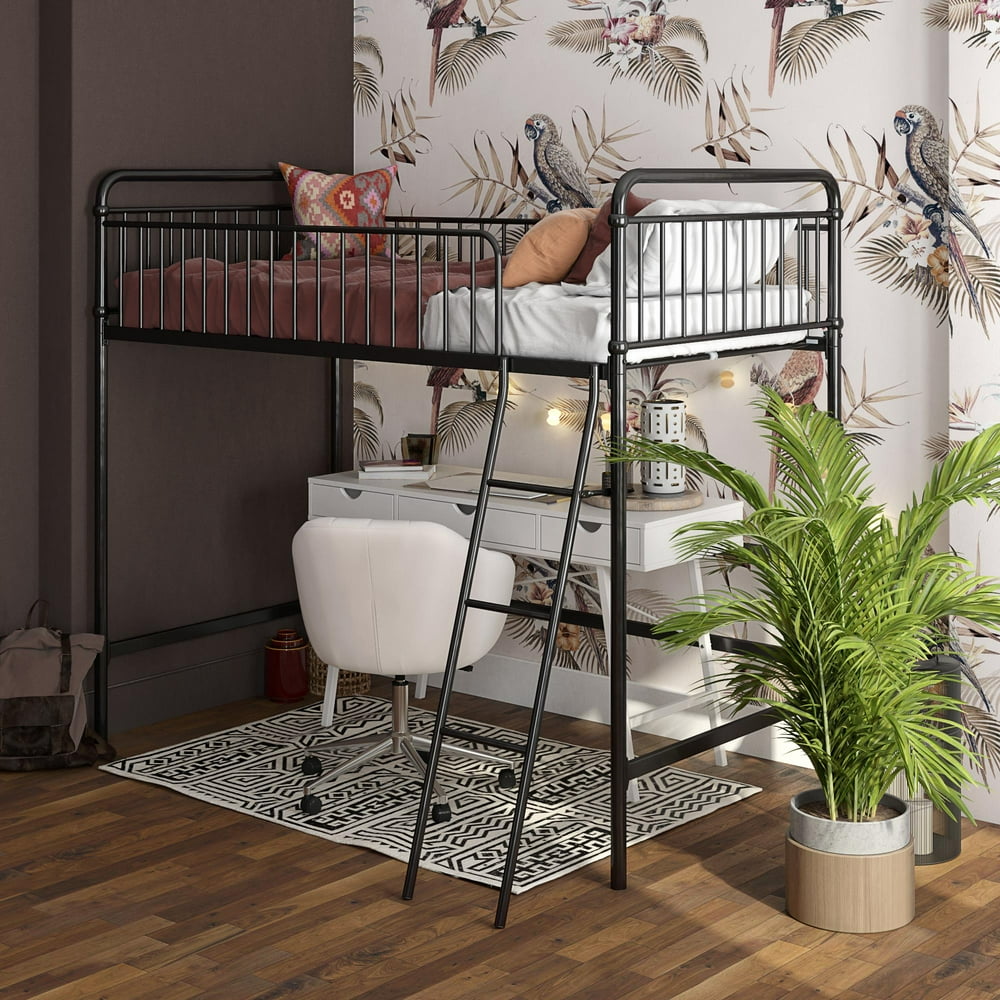 Better Homes and Gardens Kelsey Twin Metal Loft Bed, Black Walmart