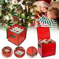 thumbnail image 2 of Felwors Christmas Storage Box With Zipper Closure 64 Compartments Christmas Decoration Storage Box Red Storage Bag (Christmas Not Included), 2 of 8