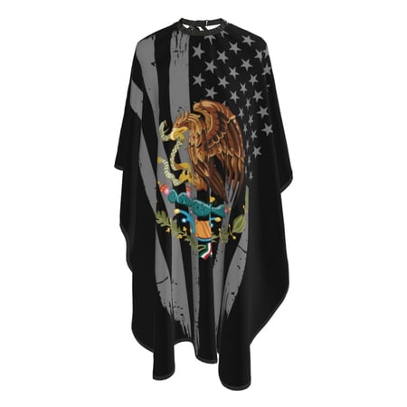 Usa Mexico Flag Salon Barber Cape - Professional Hairdressing Waterproof Hair Cutting Cape With Adjustable Snap Closure-Haircut Apron For Hair Stylist And Home Use-55 X66
