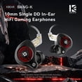 thumbnail image 2 of KBEAR IEM Headphones Bang-K,Wired Gaming Earbuds 1DD HiFi Earphones with 2 PIN-C Detachable Cable for Gamers Musicians, 2 of 14