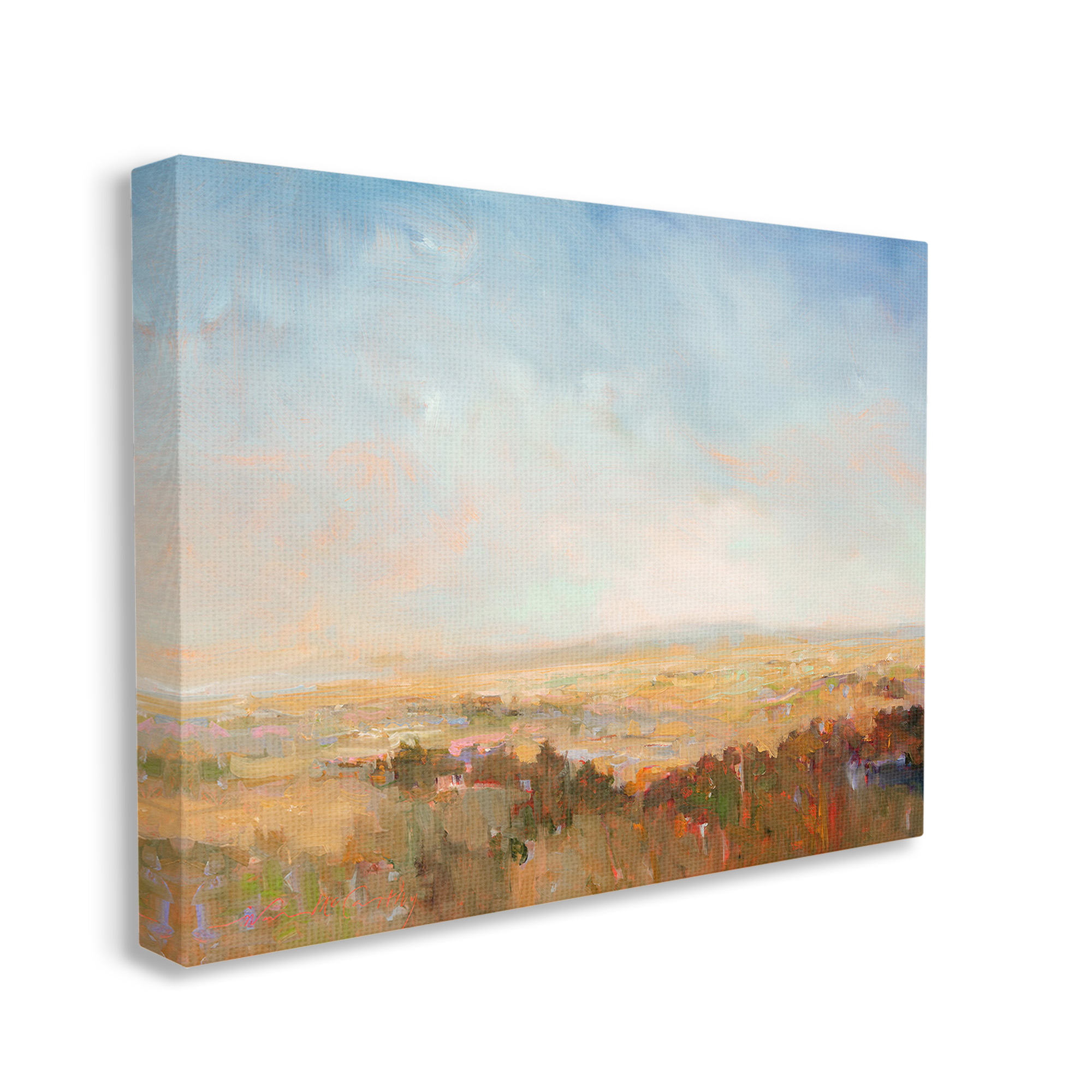 Stupell Industries Abstract Farmland Nature Landscape Painting Gallery Wrapped Canvas Art Print Wall Art, 20 x 16