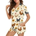 thumbnail image 2 of Garronmavis Funny Chicken Womens Pajama Set Soft Casual Sleepwear Shorts Set V Neck Pj Nightwear Button Down Short Sleeve Nightwear with Chest Pocket, 2 of 7