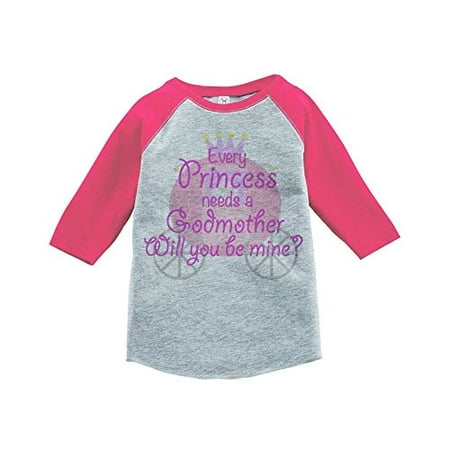 

Custom Party Shop Girls Godmother Godchild Baseball Tee Pink and Grey