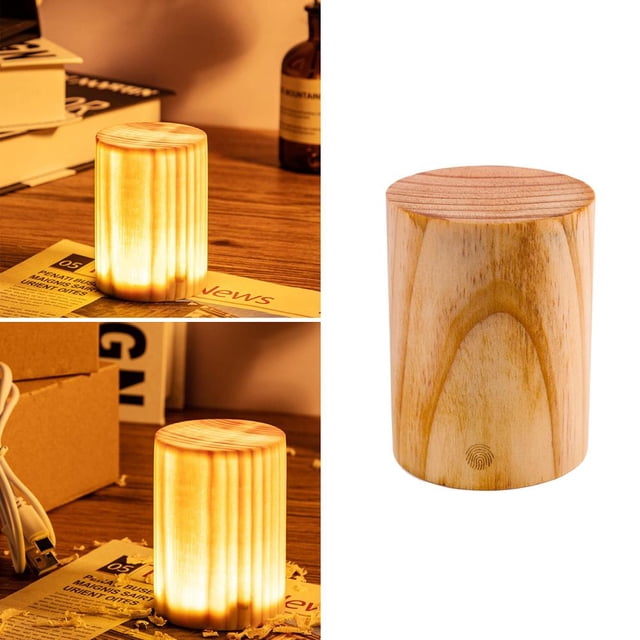 Lámparas De Mesa Led Lámpara De Noche De Grano De Madera Carga Usb Lámpara De Noche De Mesa Led Lámpara De Noche Para Niños Regalo De Cumpleaños Speravity HA038350-00