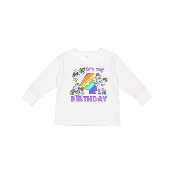 Inktastic It's My 4th Birthday Unicorn Boys or Girls Long Sleeve Toddler T-Shirt