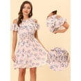 thumbnail image 2 of INSPIRE CHIC Robe à Épaules Dénudées Taille Smockée Imprimé Floral pour Femmes Rose G, 2 of 4