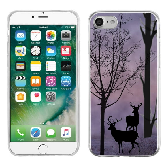 One Tough Shield ® Slim-Fit Premium TPU Gel Phone Case for Apple iPhone 7 - Forest/Deer/Twilight