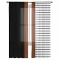 thumbnail image 2 of Sheer Curtains 108 Inches Long, Contemporary Striped Boho Art Light Filtering Window Curtains for Living Room/Bedroom, Black Brown Rod Pocket Voile Sheer Curtain Drapes, 52"W x 108"L, 2 Panels, 2 of 9