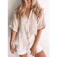 thumbnail image 4 of Blouses en Chiffon Col en V pour Femmes Manches Ballon Décontractées, 4 of 6