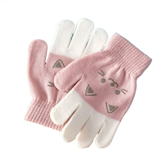 Zanarzt Toddler Gloves Kids Winter Gloves for Boys Girls Children Full Fingers Stretchy Warm Mittens for Toddler Pink,4-8 Years