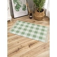 thumbnail image 3 of Saga Green Plaid,Farmhouse Country Buffalo Check Bath Rug 2x3ft Woven Bathroom Entryway Runner Rug,Washable Living Room Hallway Bedroom Kitchen Carpet with Tassels,Indoor Outdoor Throw Doormat, 3 of 5