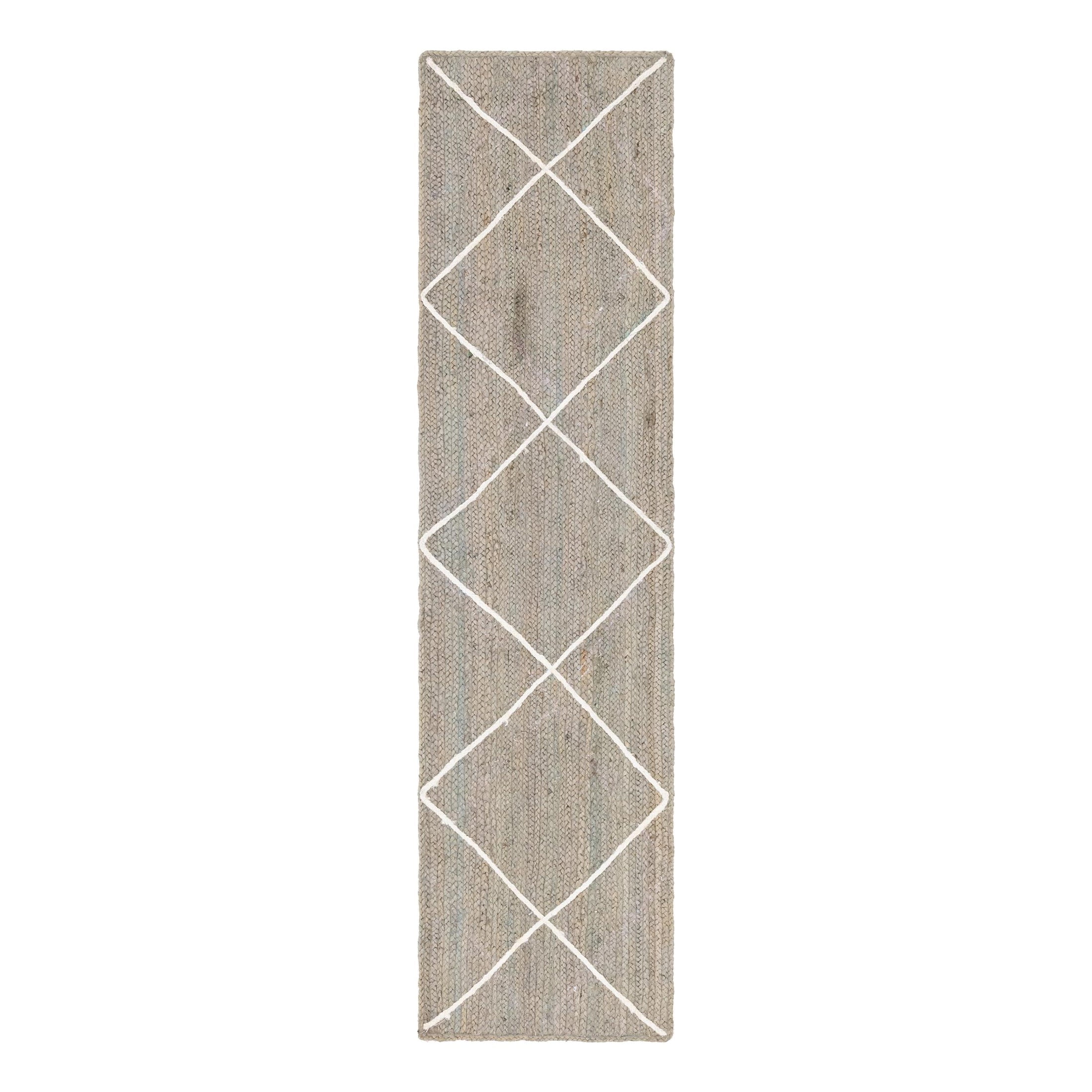 Unique Loom Braided Jute Collection Area Rug - Trellis (2' 2" x 8' 2" Runner Gray/Ivory)