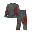 thumbnail image 2 of Kll Ladybug Print Women'S Long Sleeve Pajamas With Pants Sleepwear Loungewear 2 Set-Xx-Large, 2 of 9