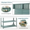 thumbnail image 6 of EUROCO 65" Rustic Outdoor Garden Potting Bench Table, Wooden Farmhouse, Patio Workstation with 9 Drawers and 3-Tier Shelves for Storage, Green, 6 of 8