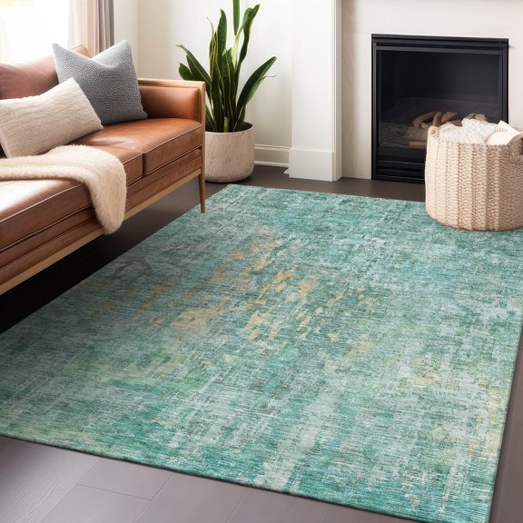 Addison Rugs Chantille Indoor/Outdoor Transitional Modern Teal Washable Rectangle Rug, 3' x 5'