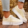 thumbnail image 2 of LTTVQM Tennis Sneakers for Women Lace-Up Chunky Platform Dressy Non-Slip Fashion Sneakers Casual Outdoor Breathable Athletic Walking Shoes Beige 37(US-6.5), 2 of 4