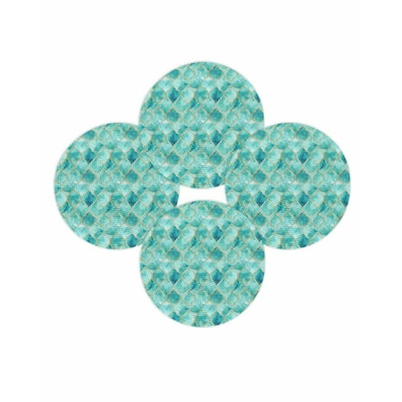 Round Placemats Set of 4 Turquoise White Marble Place Mats Washable Woven Placemat Lattice Modern Art Circle Braided Table Mat for Kitchen Dining Table Party Home Decor 15 Inch