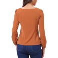 thumbnail image 3 of INSPIRE CHIC Women's Pleated Front Casual Long Sleeve Square Neck Blouse, 3 of 6