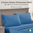 thumbnail image 3 of California Design Den Standard/Queen Size Pillow Cases Set of 2 - 600 Thread Count Sateen, 100% Cotton, Fits Standard & Queen Pillows - Parisian Blue, 3 of 8
